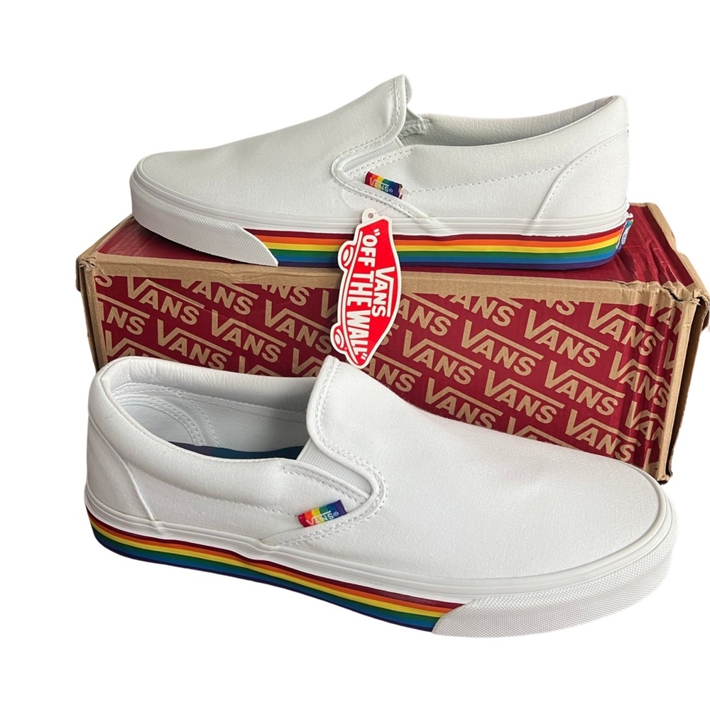 Vans Classic Slip-On Rainbow Pride LGBT Shoe Mens 11.5 NWT and in BOX